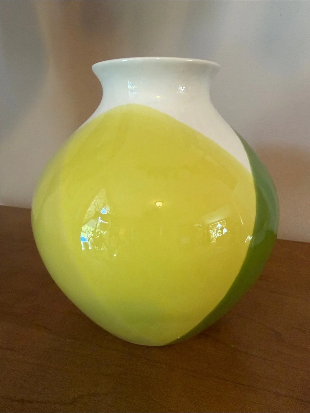 Crate & Barrel Tri-Color Block Ceramic Decorative Vase